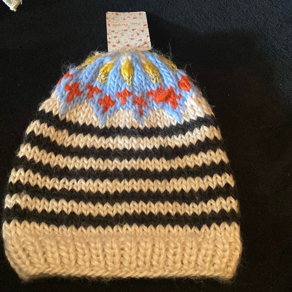 Multi colored striped beanie